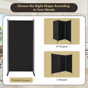 180cm Rolling 3-Panel Room Divider – Black or White Star