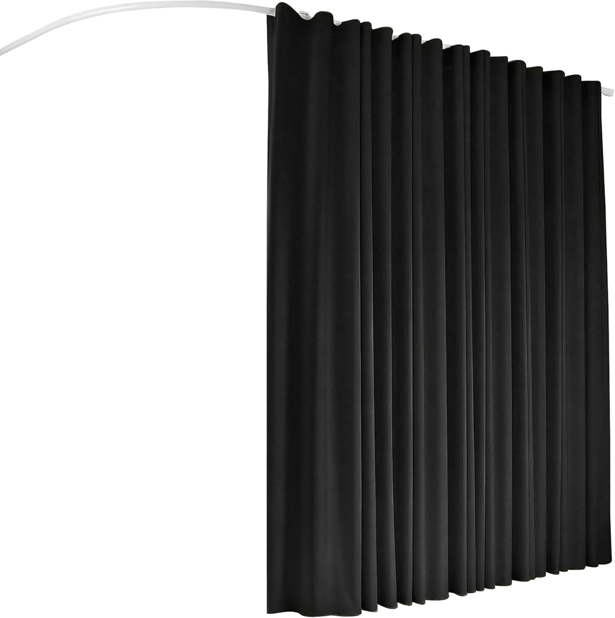 Artiss Room Divider, Ceiling Mounted Track Sets, Extra Wide Blackout Curtain, Flexible Bendable Tracks for Bedroom Privacy Partition Separator, DIY, Hooks, 1 Panel Black Drape and White Rail,254x213CM