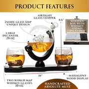 850 ml Globe Whisky Decanter Set with Globe Glasses
