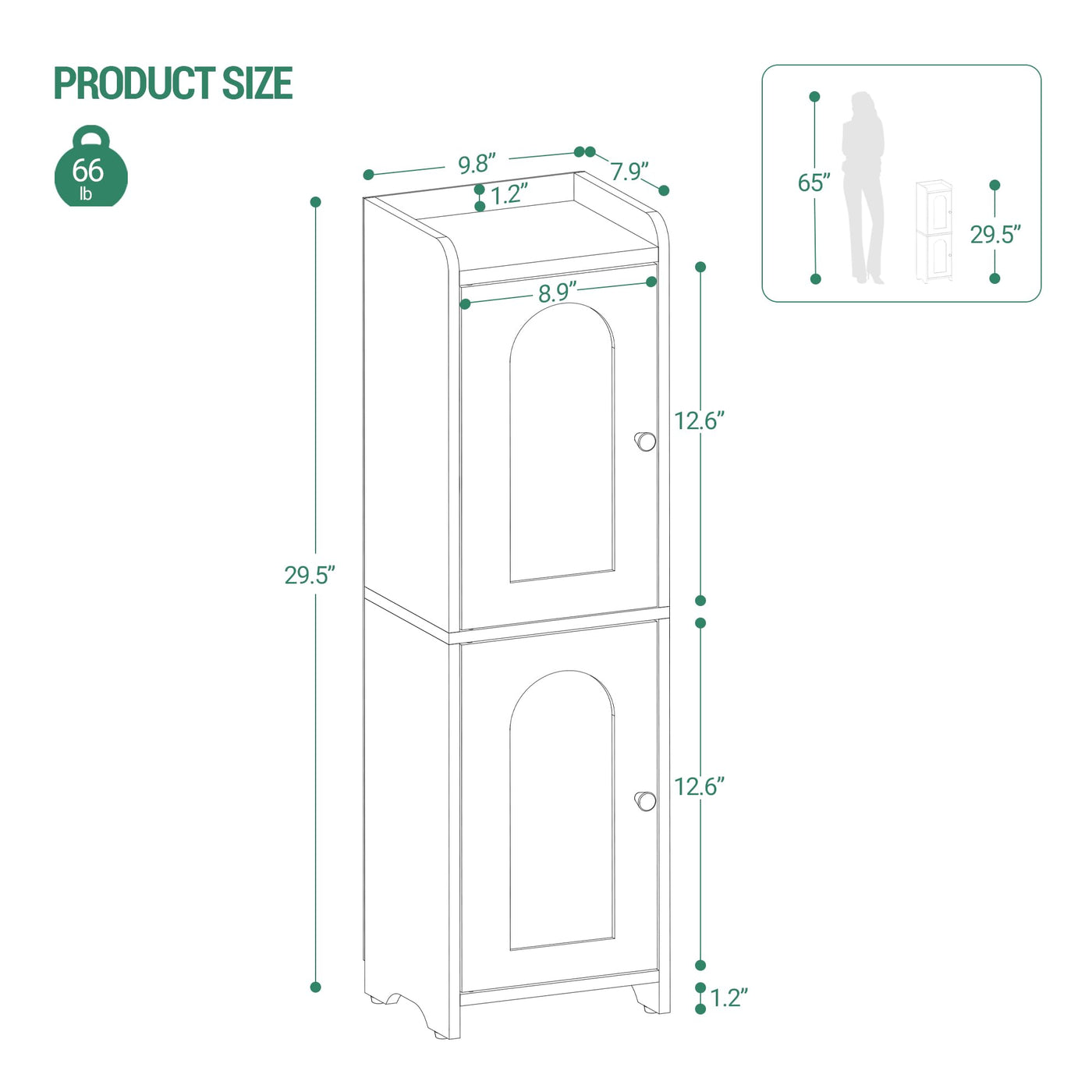 75 cm Narrow Two-Door Bathroom Storage Cabinet