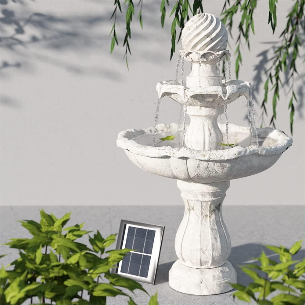 93 cm 3-Tier Solar Bird-Bath Fountain – 9V