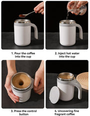380ml USB-Rechargeable Magnetic Self-Stirring Cup – Brown