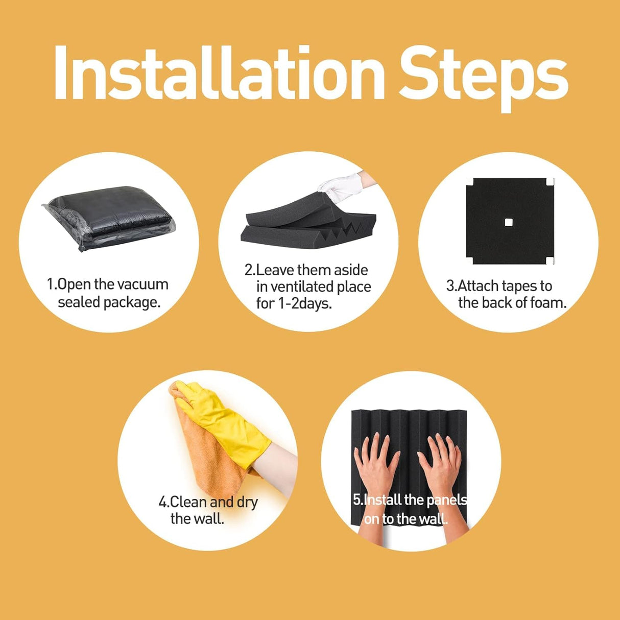 24 Pack Sound Proof Panels, Acoustic Foam Panels 12x12x2 inches Black Acoustic Panels, High Density Soundproofing Panels, Fire-retardant Sound Absorbing Foam for Studio Recording