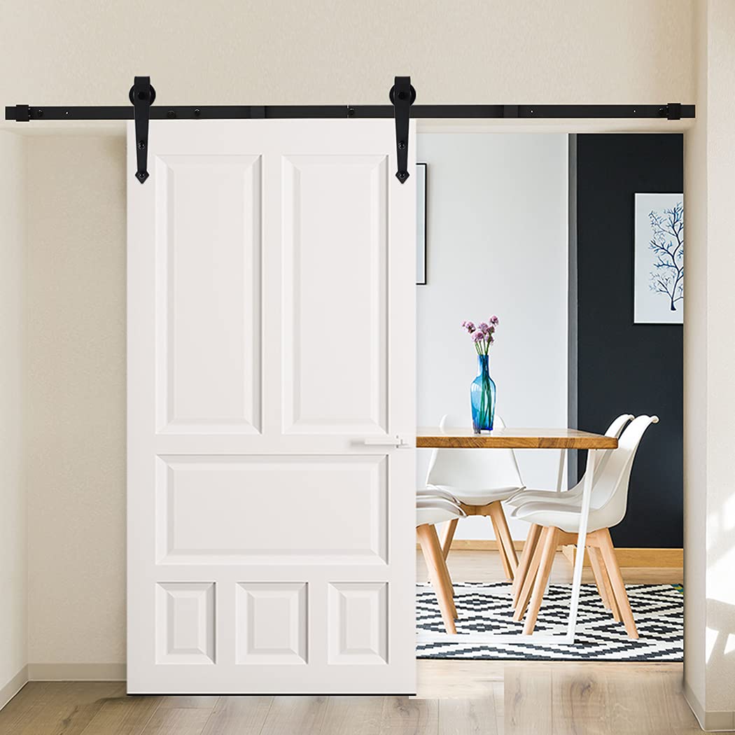 3.66 m Black Single Barn-Door Track & Roller Hardware Kit