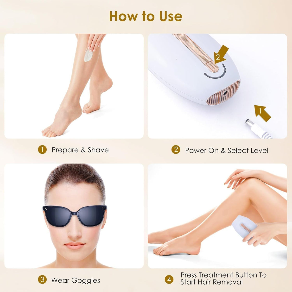 Laser Hair Removal Device IPL Hair Removal Permanent for Women at-Home, Painless Laser Hair Remover Whole Body Armpits Back Legs Arms Face Bikini Line