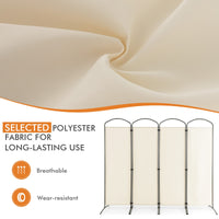 White 4-Panel Folding Room Divider – 221 × 188cm