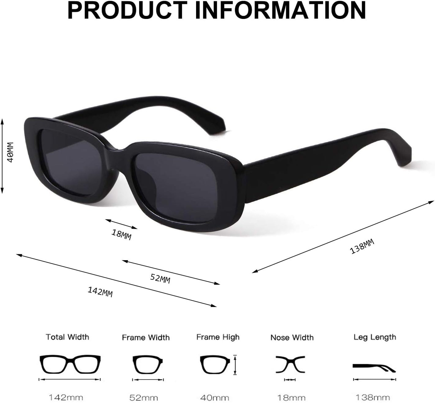 Narrow Rectangle Retro Sunglasses – Black & Tortoise
