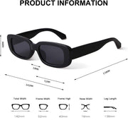 Narrow Rectangle Retro Sunglasses – Black & Tortoise