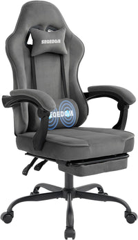 segedom Gaming Chair Technology Fabric Computer Chair with Pocket Spring Cushion, Comfortable Ergonomic Gamer Chair for Adults, Massage Game Chair with Footrest,Reclining Chair, Home,Office,Teens,Grey
