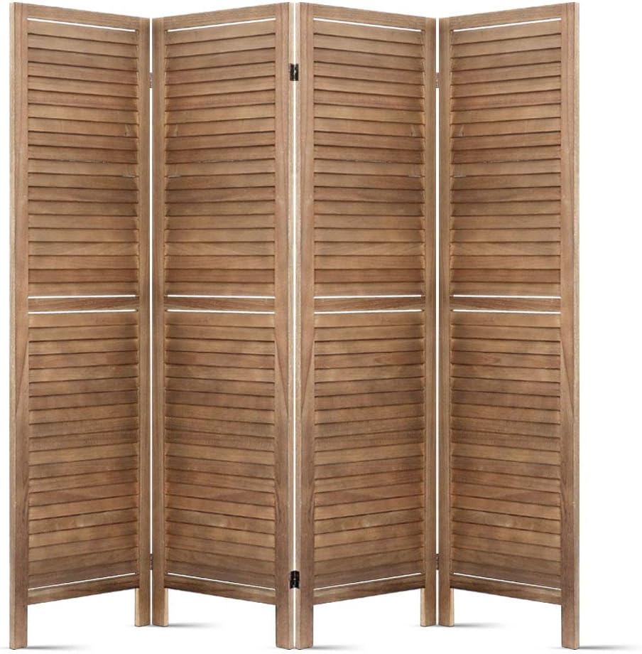Paulownia-Wood 4-Panel Folding Room Divider – Brown or White