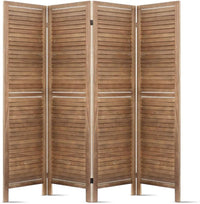 Artiss 4 Panel Room Divider, Folding Wooden Privacy Portable Screen Shelf Dividers Partition Wall Screens Home Pet Child Indoor Balcony Bedroom Furniture, Separator Water-Resistant Brown