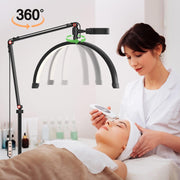 Led Half Moon Nail Desk Lamp,16inch Half Moon Lash Lamp for Lash Extensions,20W Eyelash Light Half Moon with 3 Color Dimmable,Beauty Desk Lamp with Phone Holder for Skincare Beauty Salon (Pink)