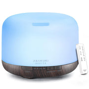 500ml Essential Oil Diffuser, 5 in 1 Ultrasonic Aromatherapy Fragrant Oil Diffusers, Vaporizer Humidifier with Remote Control, Timer, Auto-Off Safety Switch, 7 LED Light Colors