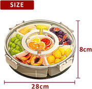 Portable Spinnable Snackle Box Container, Divided Dishes, Trays & Platters,Divided Rotating Serving Tray with Lid and Handle for Veggie, Fruit, Candy, Nuts, Divided Serving Platter