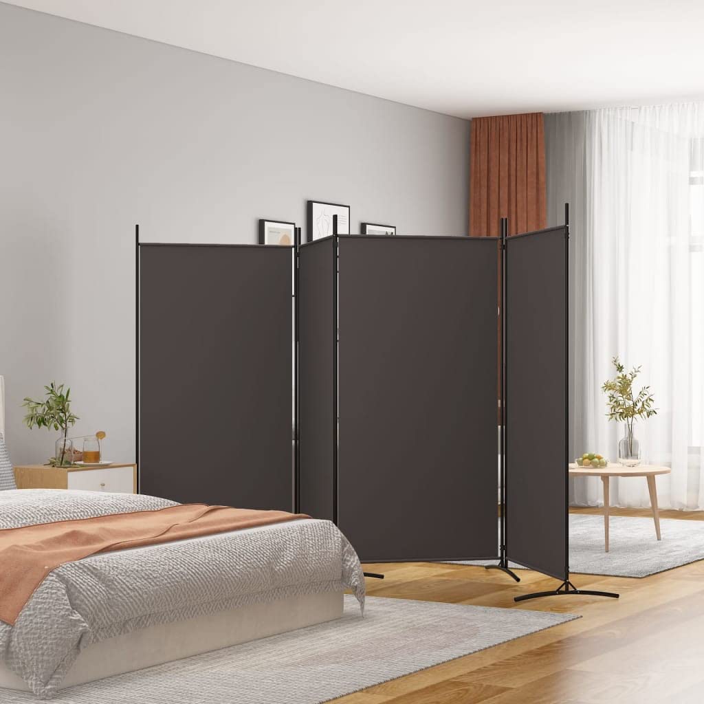 Brown 4-Panel Fabric Room Divider – 346 × 180cm