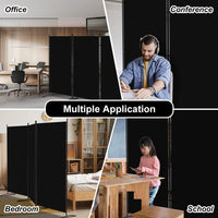 Black 3-Panel Room Divider with Gap Covers – 260 × 180cm