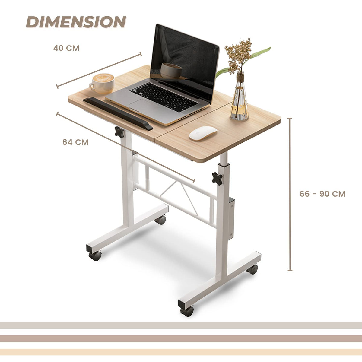 Grey Adjustable Mobile Laptop Desk with Tilting Top