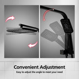 ACA International 12" Rectangle Extra Large High Pressure Shower Head Handheld Gooseneck Arm 2 in 1 Diverter Set, 3-Mode Handheld Shower Hand, Full Body Shower Set for Bathroom (Black)