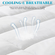Luxury Bamboo Mattress Topper Double Size - Cooling & Softness - 1000GSM Bamboo Fiber Filling for Superior Comfort and Breathability with 45cm Deep Pocket - Hotel Quality- White