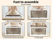 55L Stacked Storage Bins with Lids Collapsible Clothes Organiser Container Plastic Toy Book Camping Boxes with Wheel 5 Sides Open