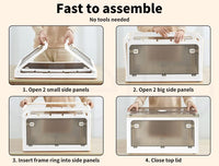55L Stacked Storage Bins with Lids Collapsible Clothes Organiser Container Plastic Toy Book Camping Boxes with Wheel 5 Sides Open