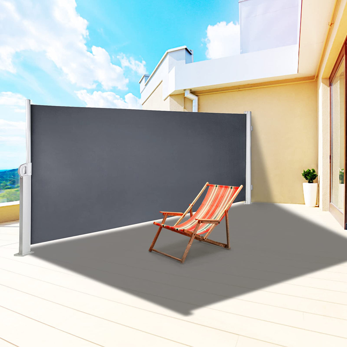 300 × 180 cm Black Retractable Side Awning