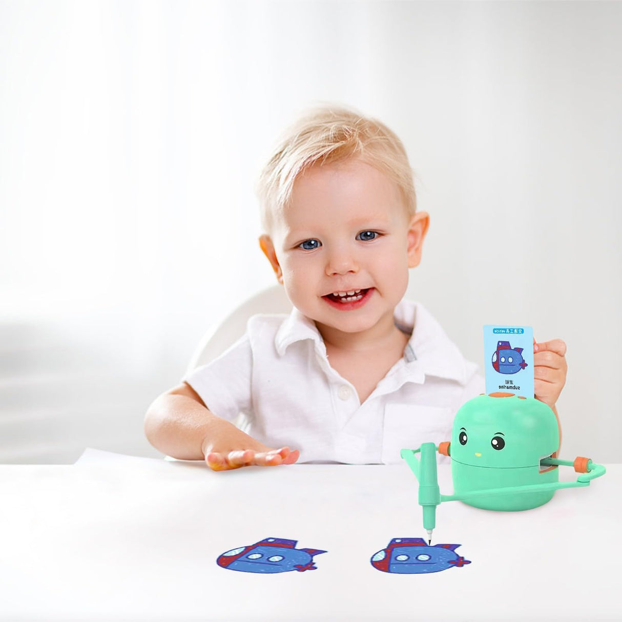 Drawing Robot for Kids-Drawing Robot with 100 Word Cards, Smart Voice Interactive Robot Drawing Toy, Drawing Interactive Montessori Educational Robot, Voice Ages 5+