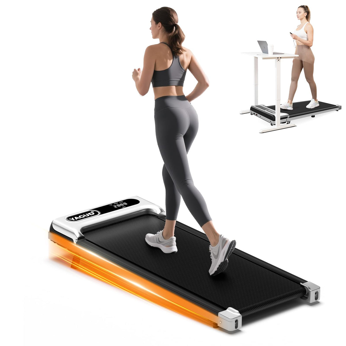 Walking Pad with Incline, Under Desk Treadmill, 2.5HP Treadmills for Home with Remote Control & Led Display, Non-Slip, Compact Portable, Low Noise for Workout Exercise
