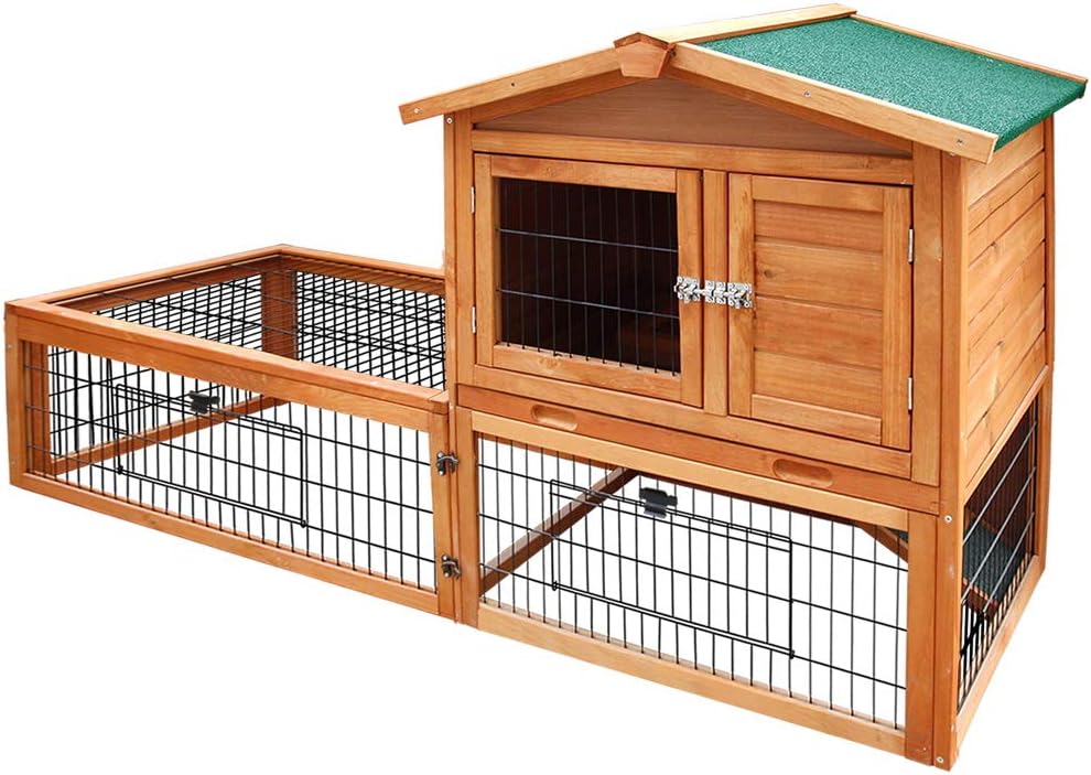 i.Pet Chicken Coop Large Rabbit Hutch, Coops Wooden Pet House Run Cage Walk in Guinea Pig Ferret Bunny Hen Chook, Metal Outdoor Door Roof Hatch Nestiong Box Farm Tray