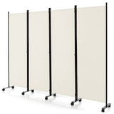 Giantex 4-Panel Folding Room Divider, 1.73m Rolling Privacy Screen with Lockable Wheels, Portable Wall Divider and Separator, Freestanding Privacy Protection for Living Room, Bedroom, Office (Black)