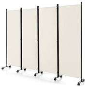 173cm Rolling 4-Panel Room Divider – 4 Colours