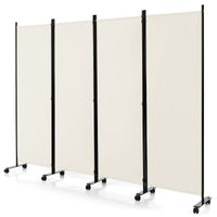 Giantex 4-Panel Folding Room Divider, 1.73m Rolling Privacy Screen with Lockable Wheels, Portable Wall Divider and Separator, Freestanding Privacy Protection for Living Room, Bedroom, Office (Black)