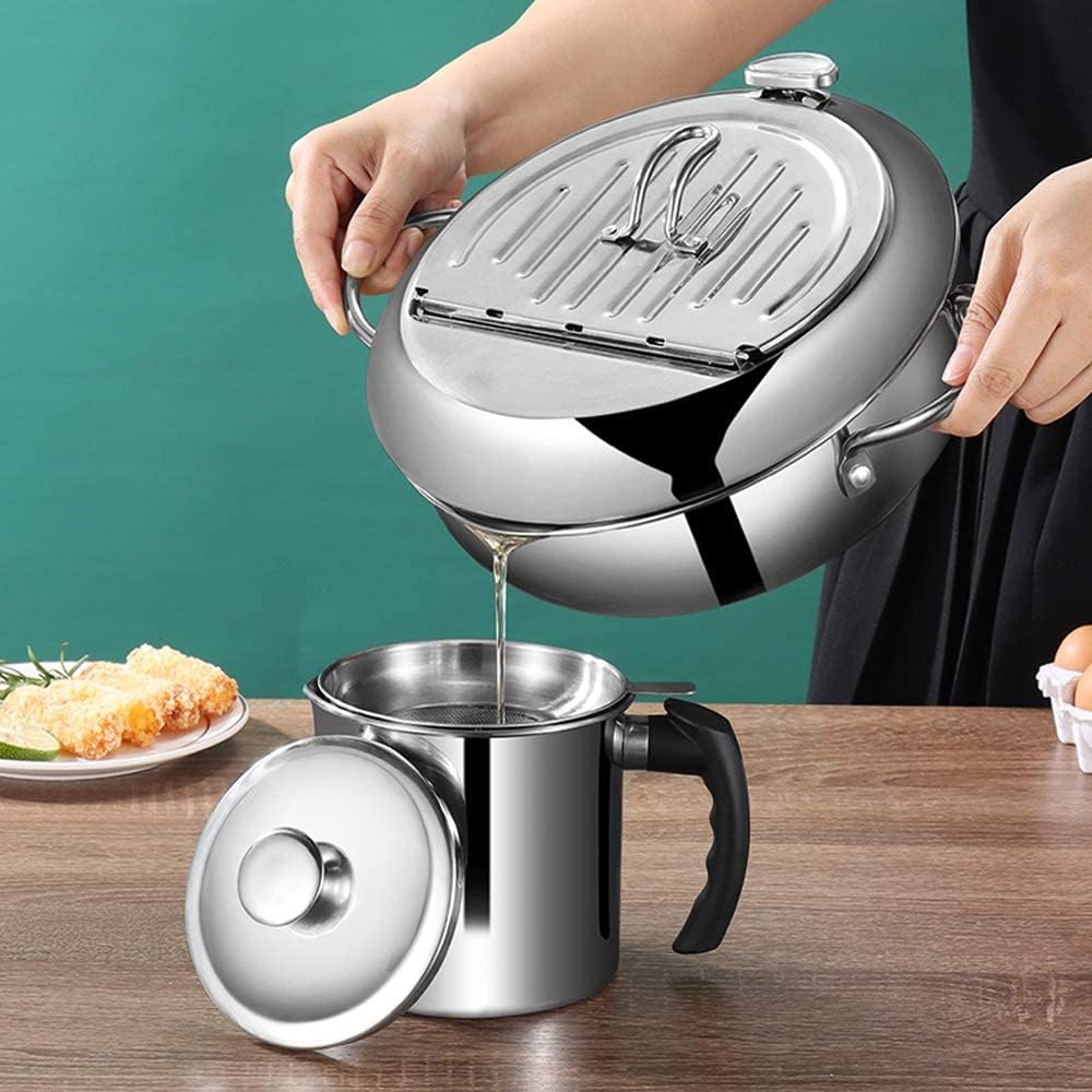 24 cm Stainless-Steel Tempura Frying Pot with Thermometer