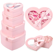 4-Piece Nesting Heart Gift Box Set with Clear Lids & Ribbons
