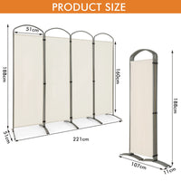 White 4-Panel Folding Room Divider – 221 × 188cm