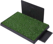 3-Layer Dog Toilet Tray with 2 Grass Mats & Splash Wall