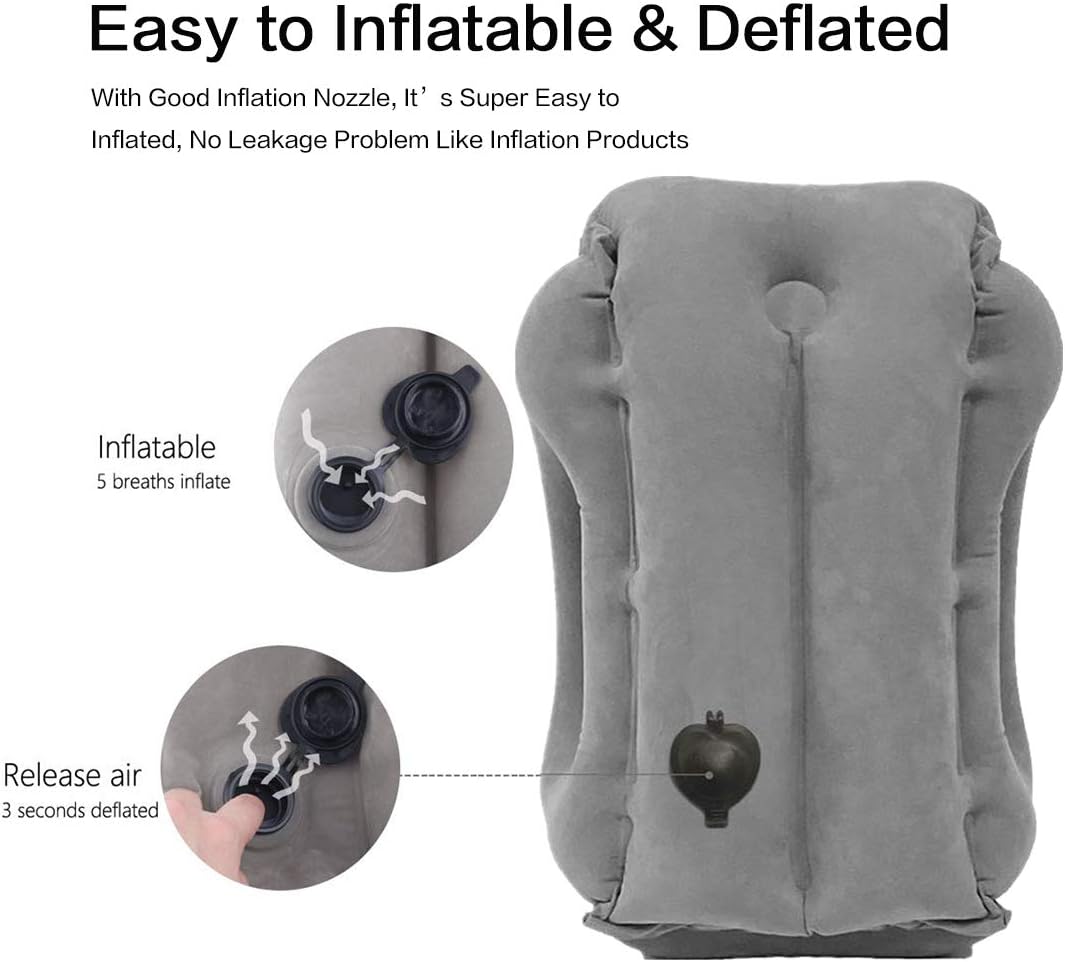Inflatable 45° Forward-Lean Travel Pillow Set – Grey