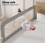 Bed Rail Baby Kids Safety Guard Height Adjustable Folding Child Toddler Cot Protect Steel Tube Safe Sleeping (M:180cm x 70cm/83cm)