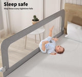 Bed Rail Baby Kids Safety Guard Height Adjustable Folding Child Toddler Cot Protect Steel Tube Safe Sleeping (M:180cm x 70cm/83cm)