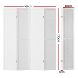 4 panel Room Divider, Folding Privacy Portable Screen Shelf Dividers Partition Wall Screens Home Pet Child Indoor Bedroom Furniture, Separator Water-Resistant Pegboard Stand Hollow White