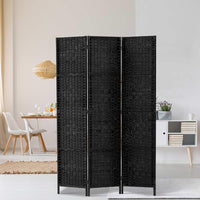 3-Panel Pine & Wicker Room Divider – 123 × 170cm
