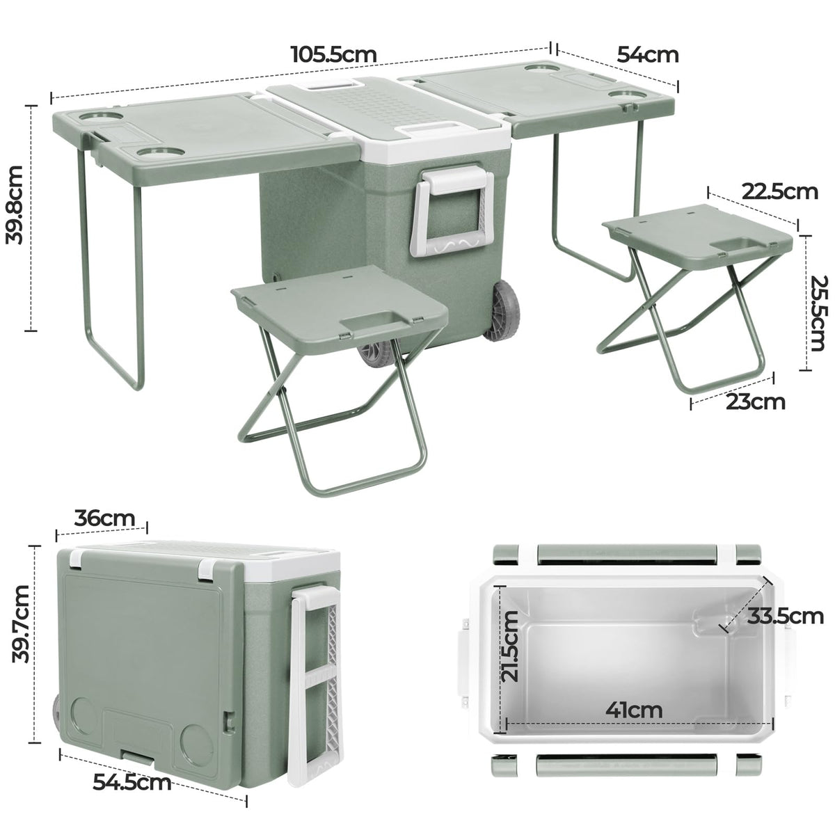 Wheeled Cooler Box with Folding Table & Chairs