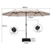 4.6 m Double-Sided Patio Umbrella with Base – Beige