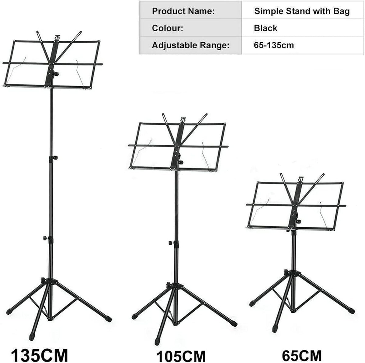 Portable Folding Adjustable Music Stand with Carry Bag