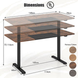 Large Electric Standing Desk, Height Adjustable Sit to Stand Desk, Metal Frame & Powerful Motor, Button Controller, Ergonomic Standing Workstation (Rustic Brown) 140 x 70cm
