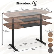 Large Electric Standing Desk, Height Adjustable Sit to Stand Desk, Metal Frame & Powerful Motor, Button Controller, Ergonomic Standing Workstation (Rustic Brown) 140 x 70cm