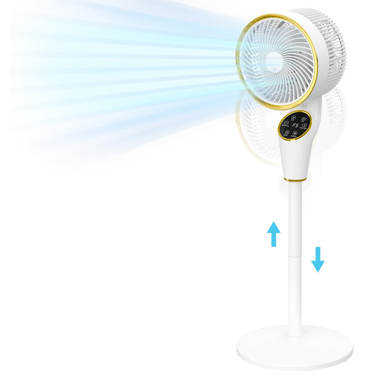 YOPOWER Tower Fan Portable Floor Fan Electric Cooling Fans with 3 Speed, 12H Timer, 70° Oscillating, LED Digital Display for Bedroom Home Office, White