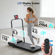 PORIYA Treadmill Electric Walking Pad Ultra Slim Foldable Walking Pad Adjustable Speed LED Display Portable Treadmill for Home Small Space Apartment Workout Black/Pink