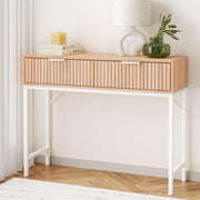 Natural Wood & White Console Table with Drawer