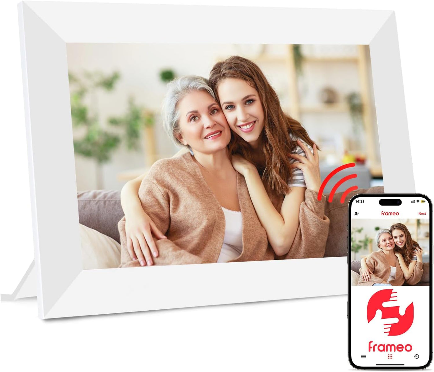 WiFi Digital Picture Frame 32GB Memory 10.1 Inch, 1280x800 HD IPS Touch Screen Photo Frame Electronic, Easy Setup, Share Photos or Videos Anywhere via Free Frameo APP